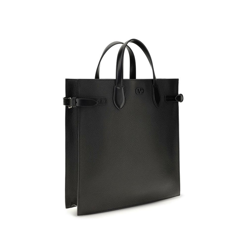 Valentino Garavani Black Calf Leather Bos Taurus Shoulder Bag