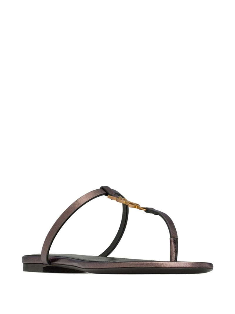 Saint Laurent Cassandre leather thong sandals | Urbalenti™ NYC