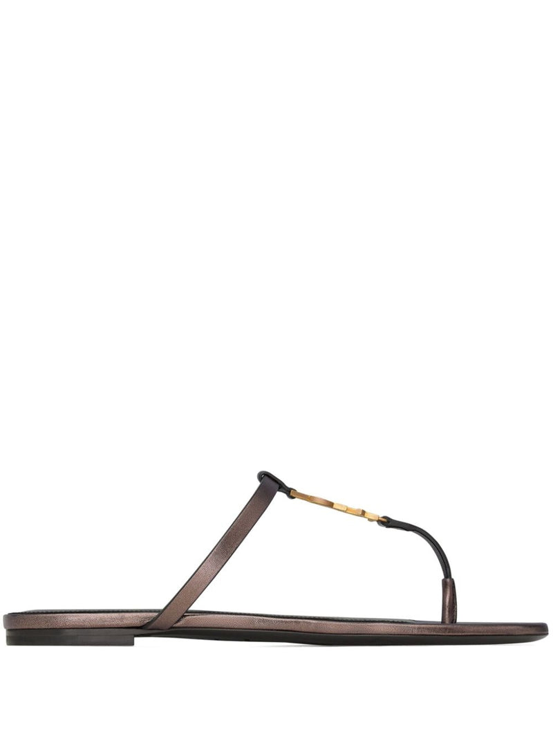 Saint Laurent Cassandre leather thong sandals | Urbalenti™ NYC