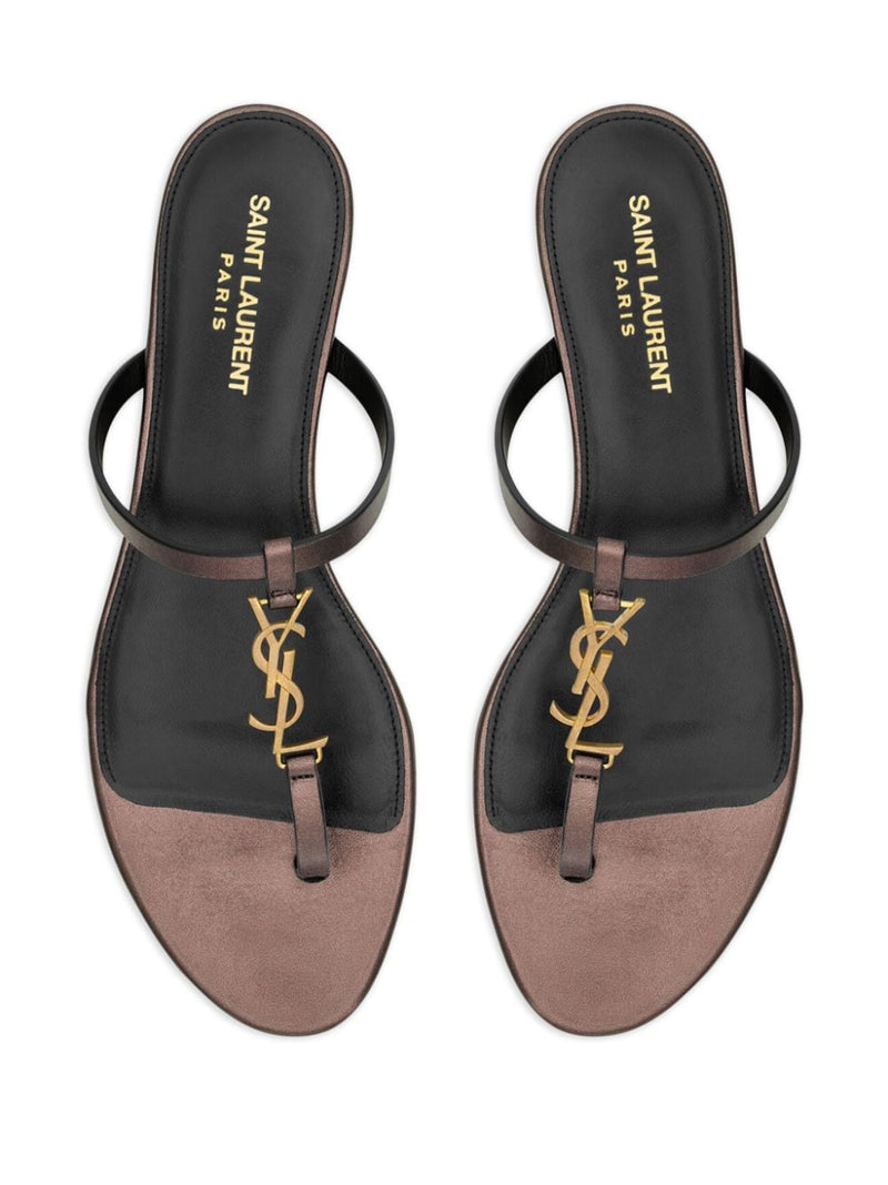 Saint Laurent Cassandre leather thong sandals | Urbalenti™ NYC