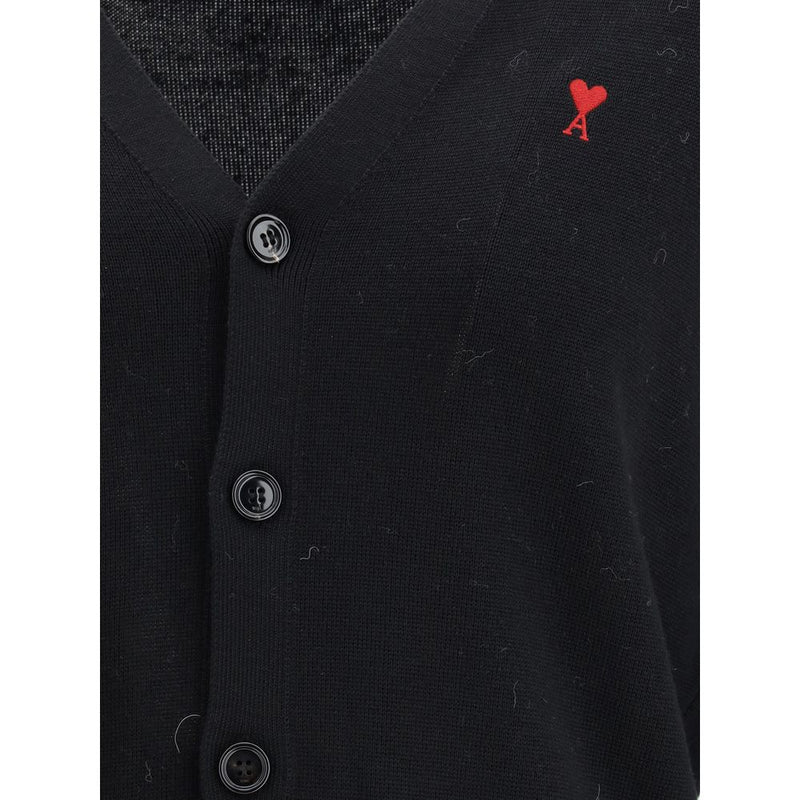 Ami Paris Black Wool Oves Aries Cardigan