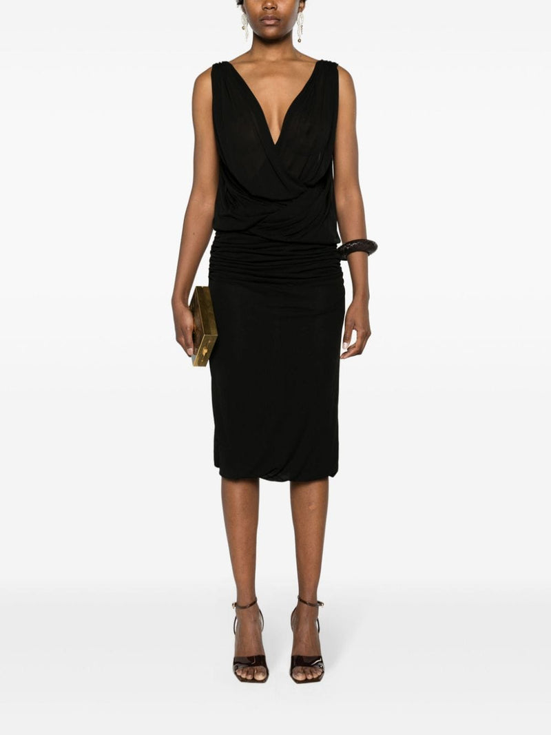 Saint Laurent V-necked mini dress | Urbalenti™ NYC
