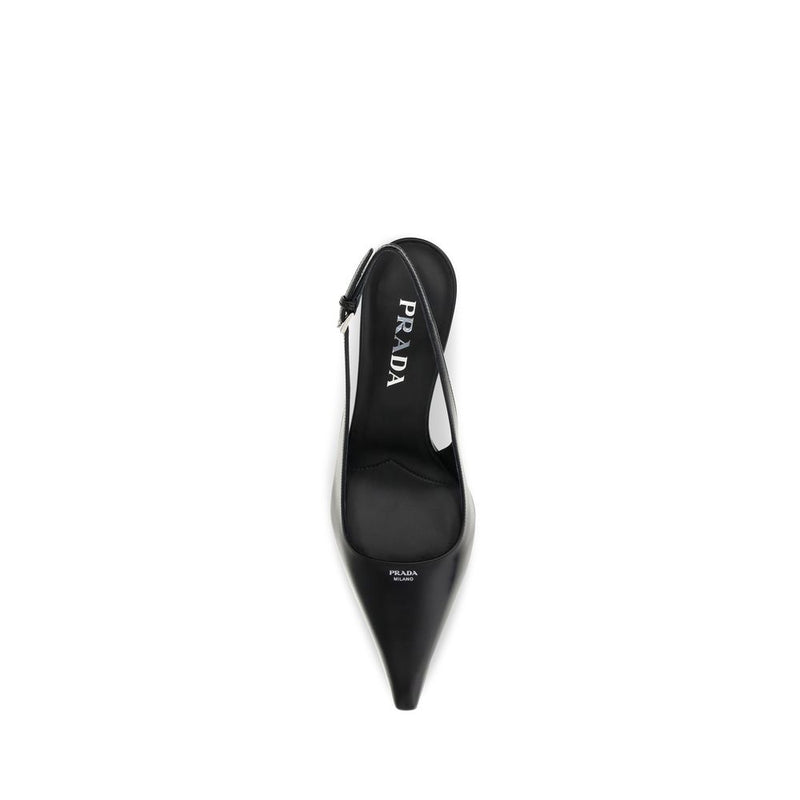 Prada Black Calf Leather Bos Taurus High Heel Pumps