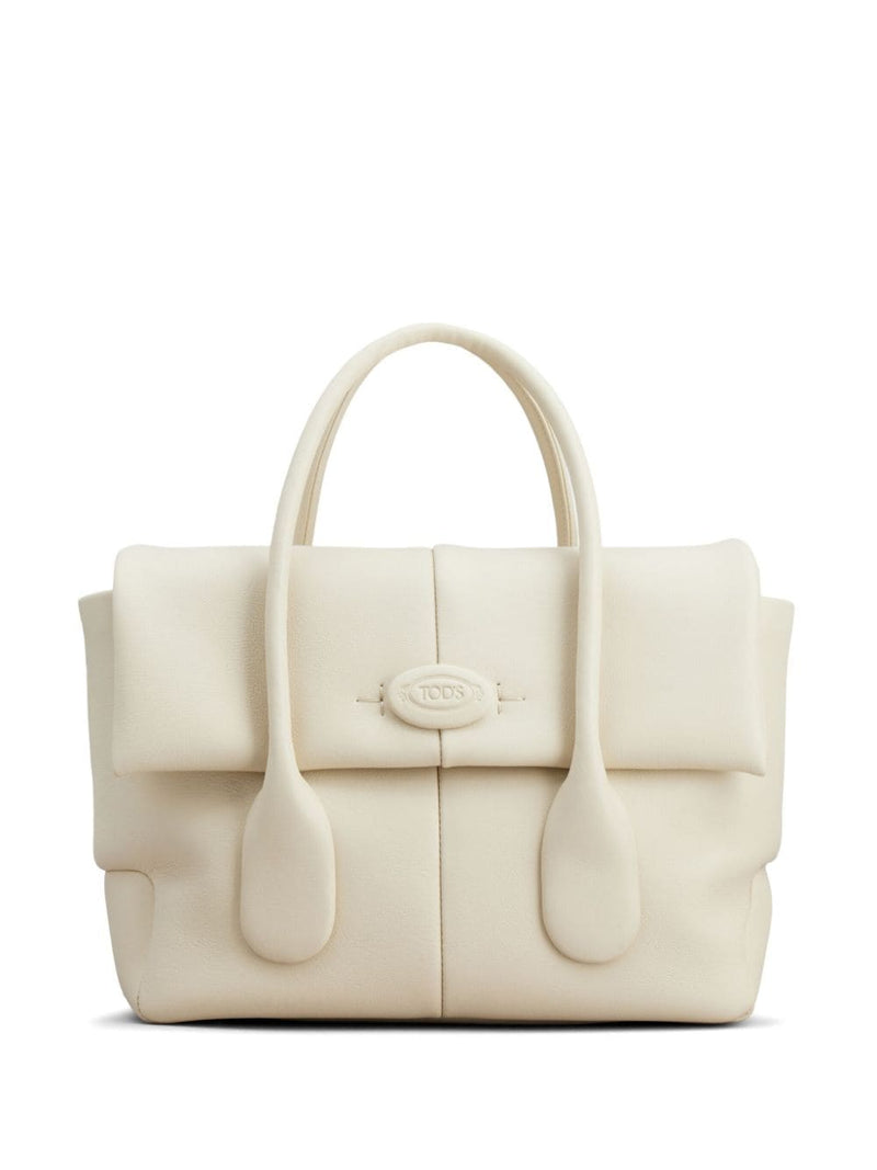 Front view of Tod's Di Leather Tote Bag crafted from premium Italian leather, showcasing the elegant design and signature detailing by Tod's. Perfect for women seeking a sophisticated shopper bag for Spring - Summer 2024. Ideal for women who love stylish accessories, included in Women > Bags > Shopper category.