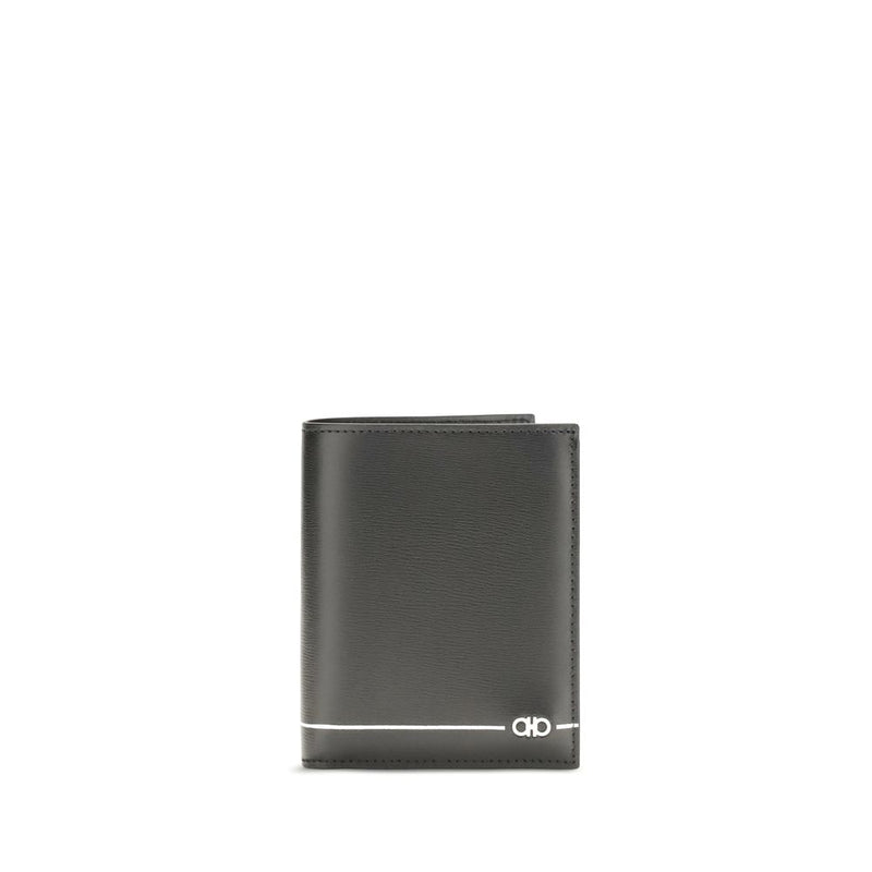 Ferragamo Black Calf Leather Bos Taurus Wallet