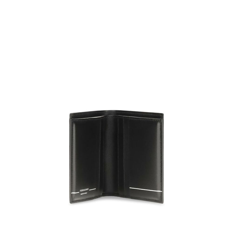 Ferragamo Black Calf Leather Bos Taurus Wallet