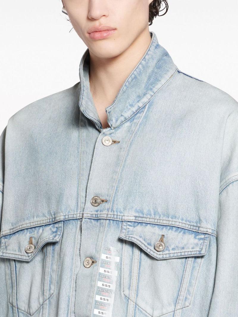 Balenciaga Denim jacket with flap pockets and drop shoulder |... | Urbalenti™ NYC