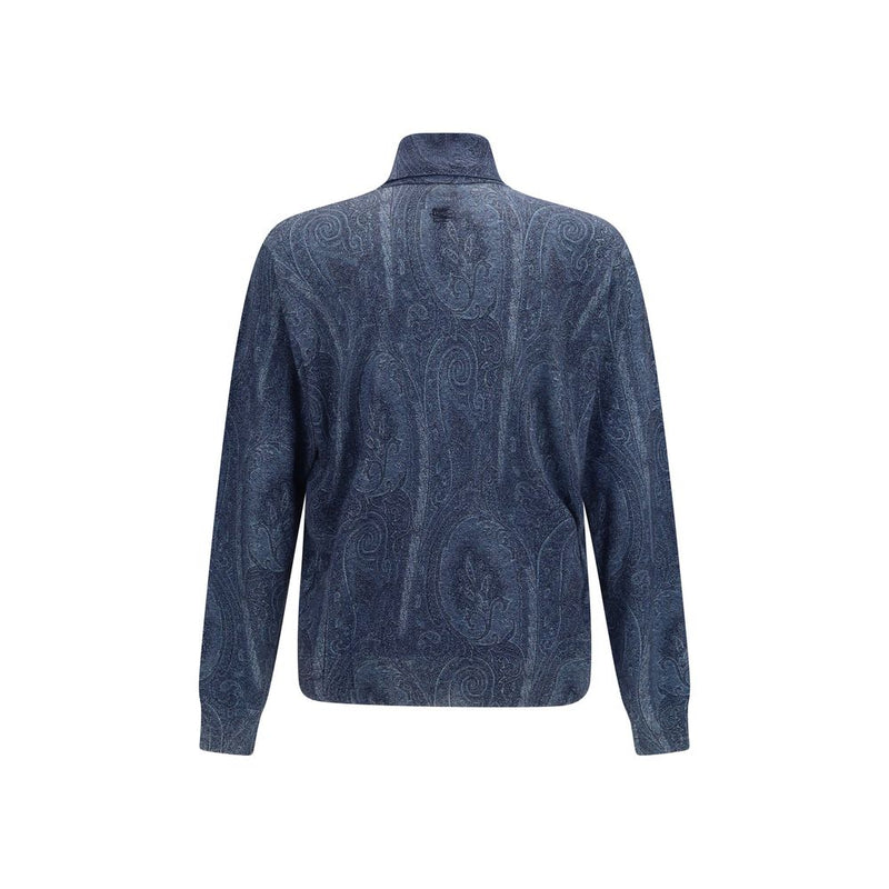 Etro Blue Silk Turtleneck