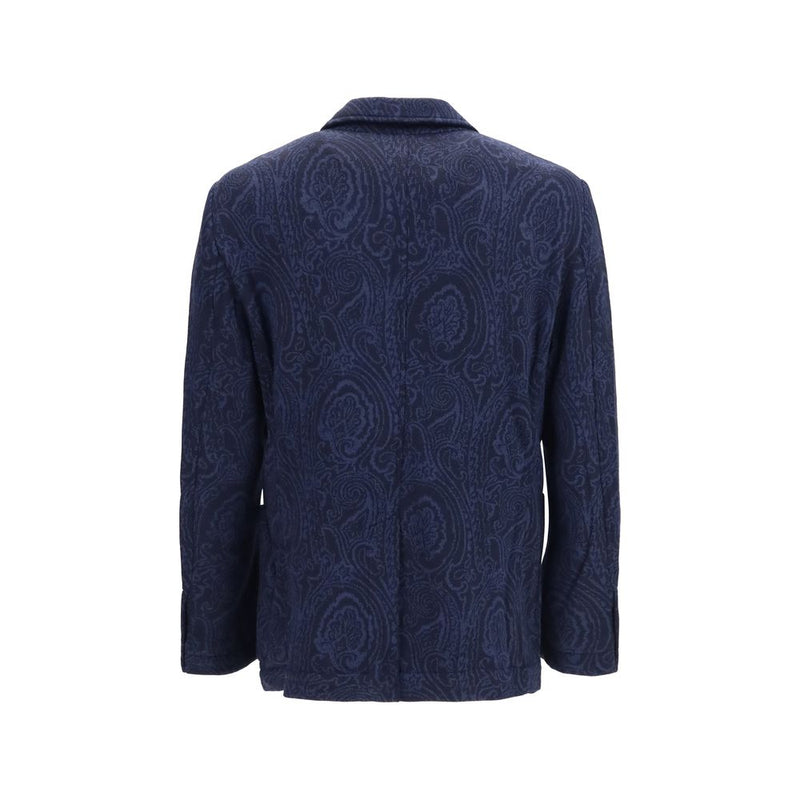 Etro Blue Wool Oves Aries Jacket