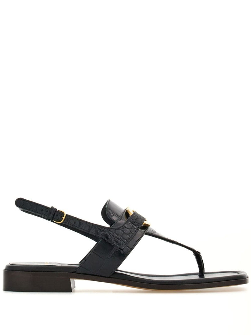 Ferragamo Gancini-buckle Leather Sandals | Urbalenti™ NYC