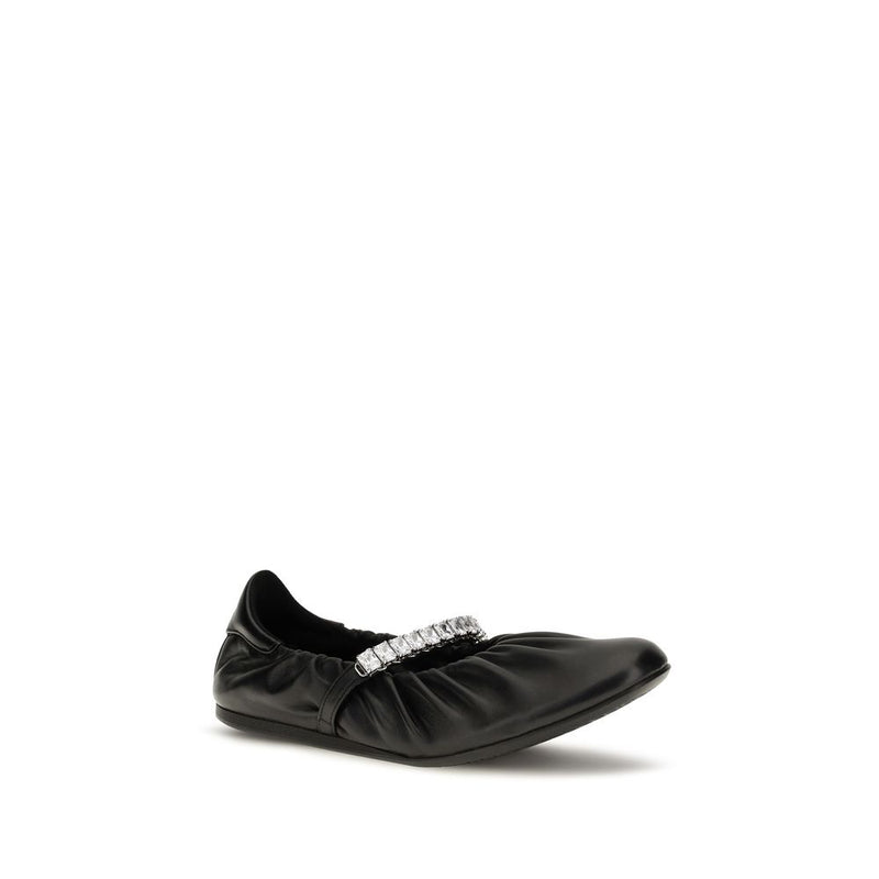 Jimmy Choo Black Calf Leather Bos Taurus Ballet Flats