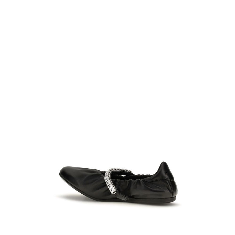 Jimmy Choo Black Calf Leather Bos Taurus Ballet Flats