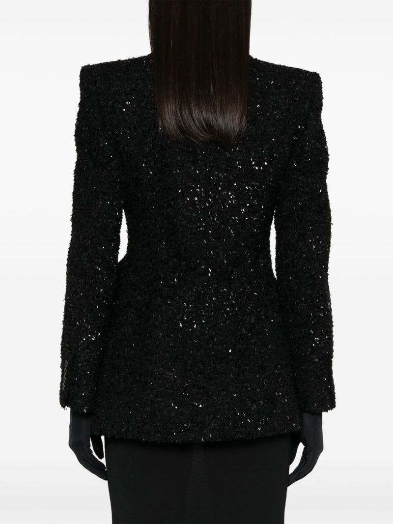 Balenciaga Hourglass tweed-texture padded-shoulder wool-blend... | Urbalenti™ NYC