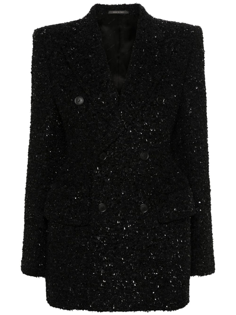 Balenciaga Hourglass tweed-texture padded-shoulder wool-blend... | Urbalenti™ NYC