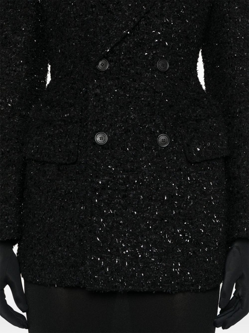 Balenciaga Hourglass tweed-texture padded-shoulder wool-blend... | Urbalenti™ NYC