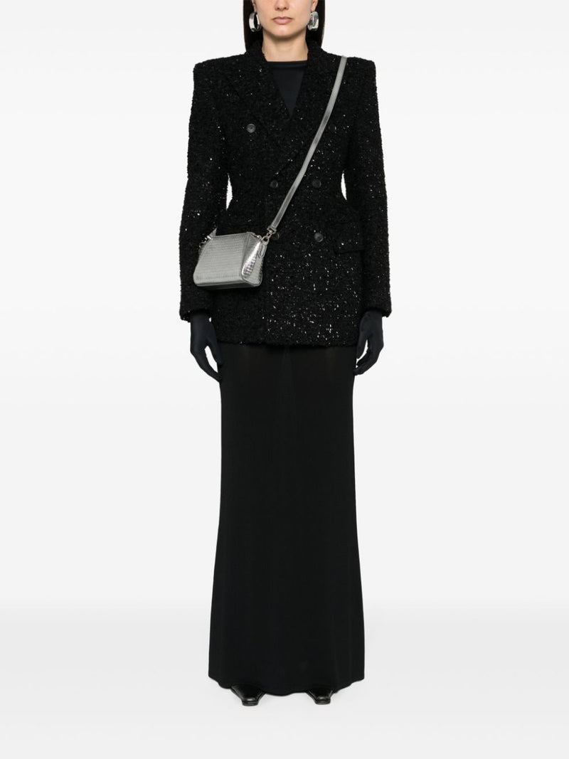 Balenciaga Hourglass tweed-texture padded-shoulder wool-blend... | Urbalenti™ NYC
