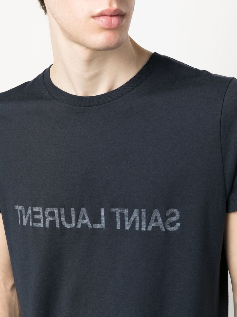 Saint Laurent Reverse logo-print cotton T-shirt | Urbalenti™ NYC