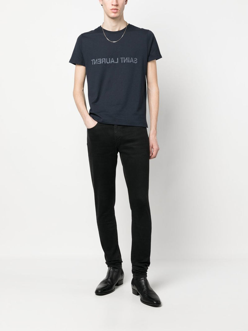 Saint Laurent Reverse logo-print cotton T-shirt | Urbalenti™ NYC