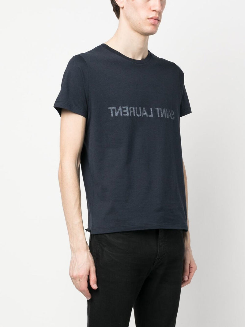 Saint Laurent Reverse logo-print cotton T-shirt | Urbalenti™ NYC