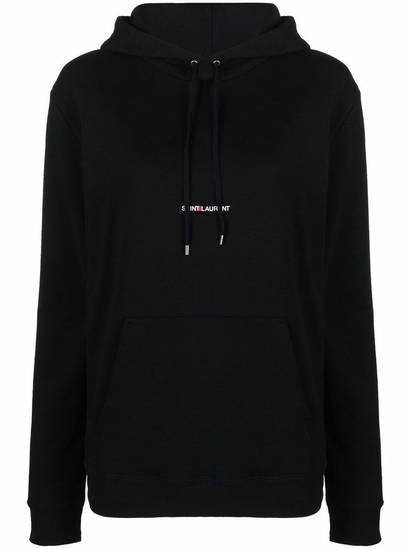 Saint Laurent Logo Print Hoodie - Black Cotton | Urbalenti™ NYC
