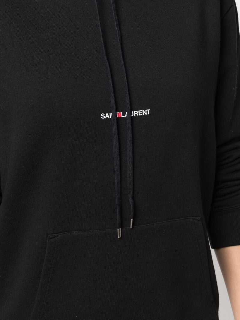 Saint Laurent Logo Print Hoodie - Black Cotton | Urbalenti™ NYC