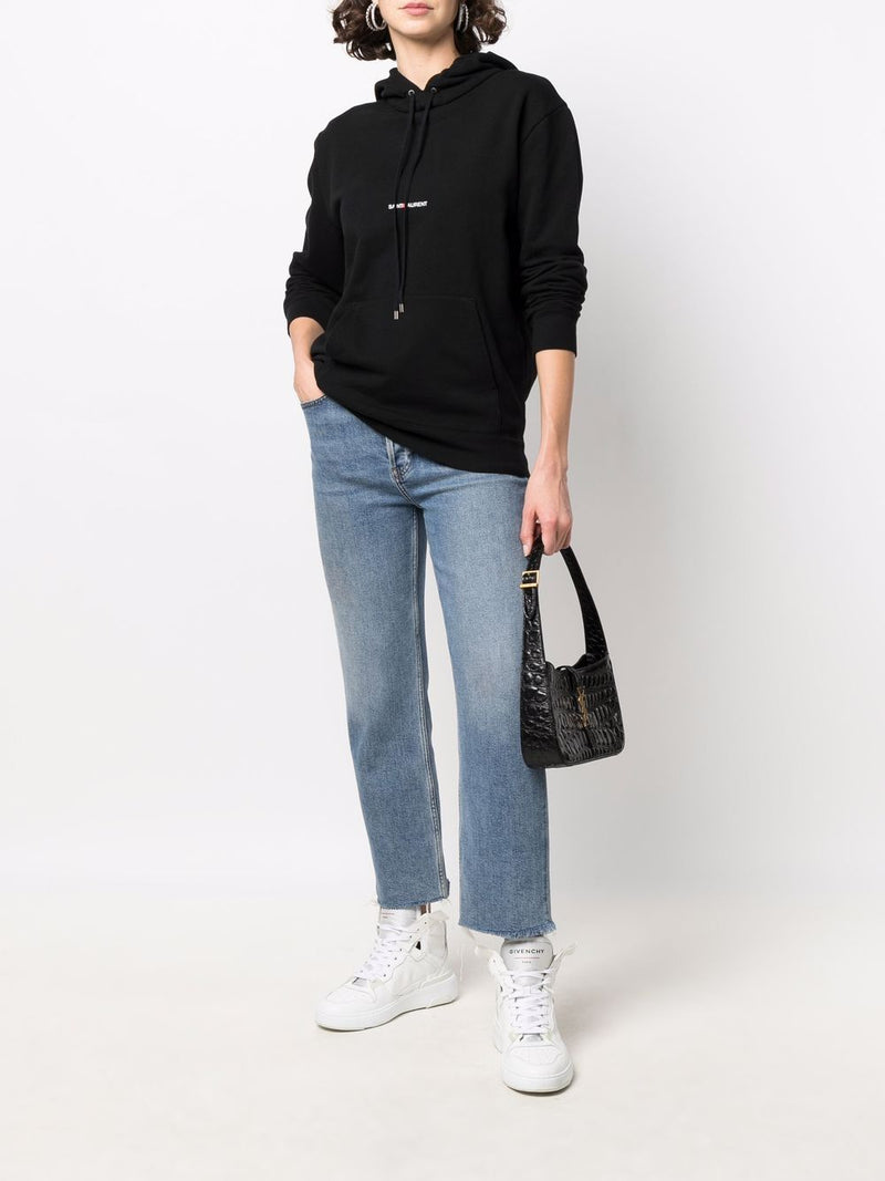 Saint Laurent Logo Print Hoodie - Black Cotton | Urbalenti™ NYC