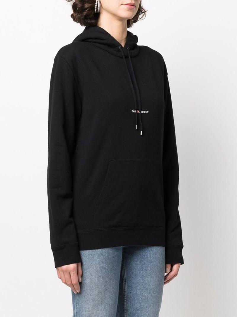 Saint Laurent Logo Print Hoodie - Black Cotton | Urbalenti™ NYC