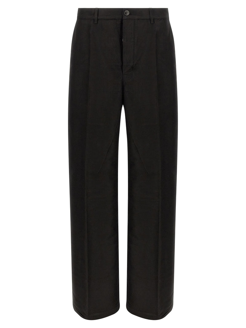 Rick Owens Black Ramie Casual Pants