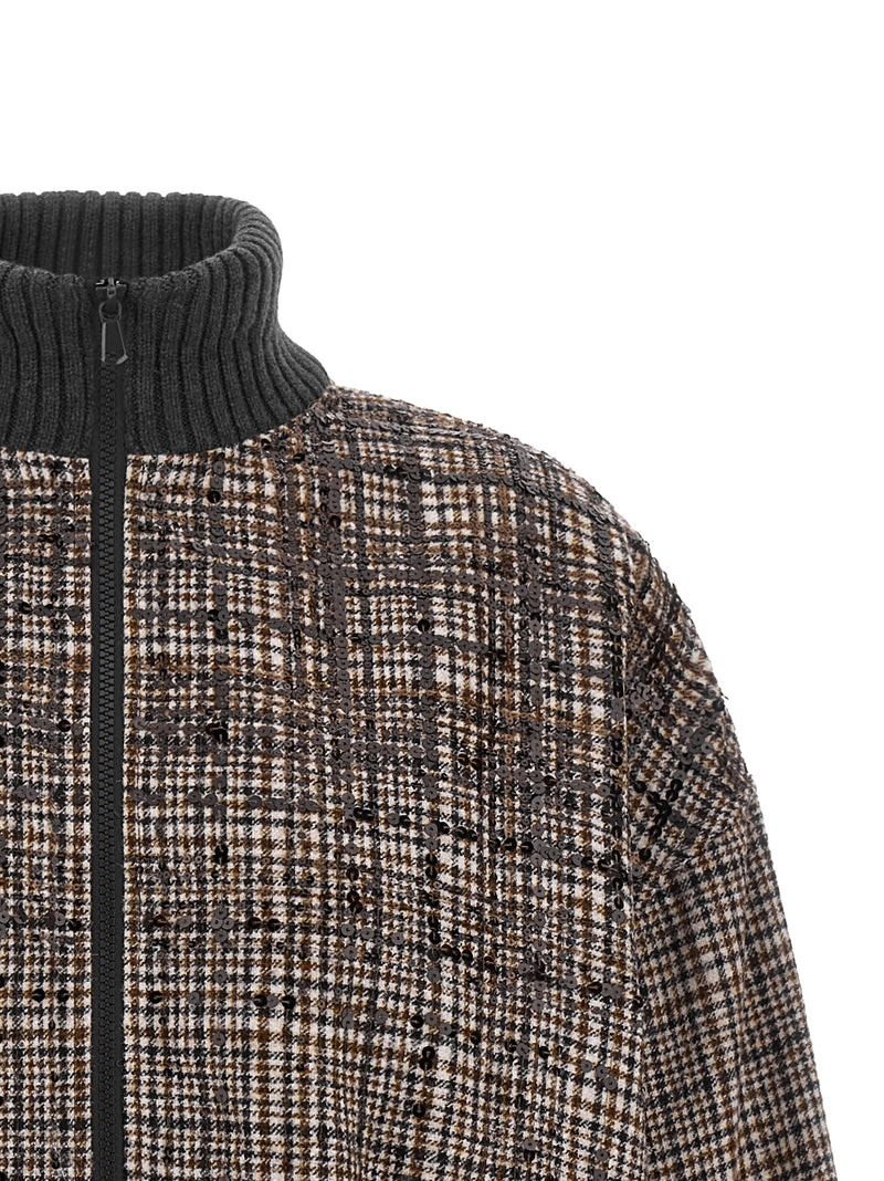 Brunello Cucinelli Brown Alpaca Leather Bomber