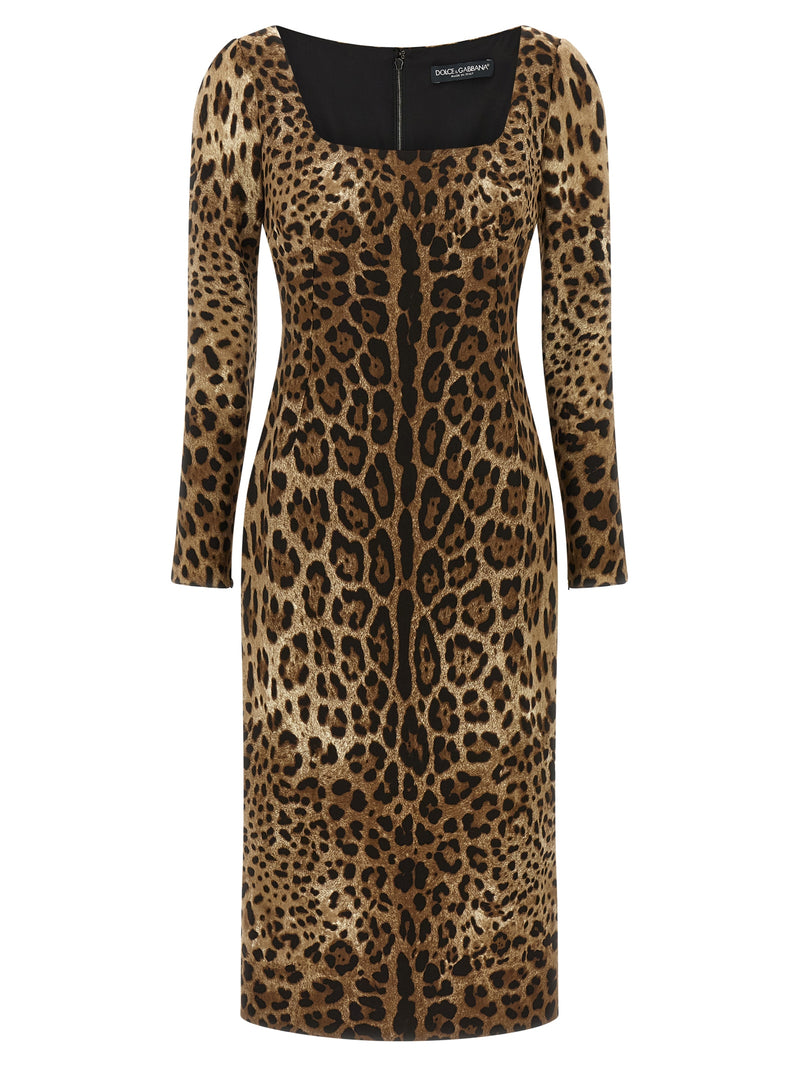 Dolce & Gabbana Brown Viscose Midi Dress