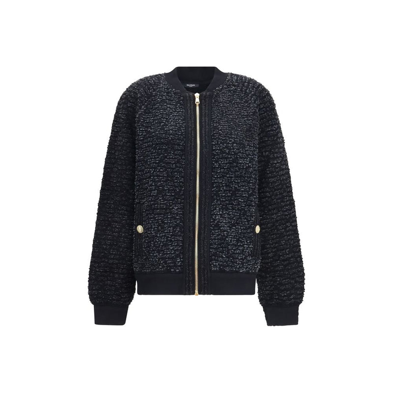 Balmain Black Viscose Bomber