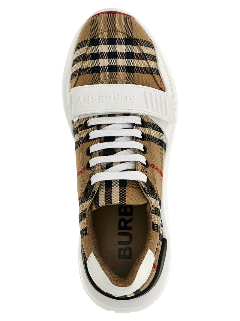 Burberry Beige Cotton Athletic Sneakers