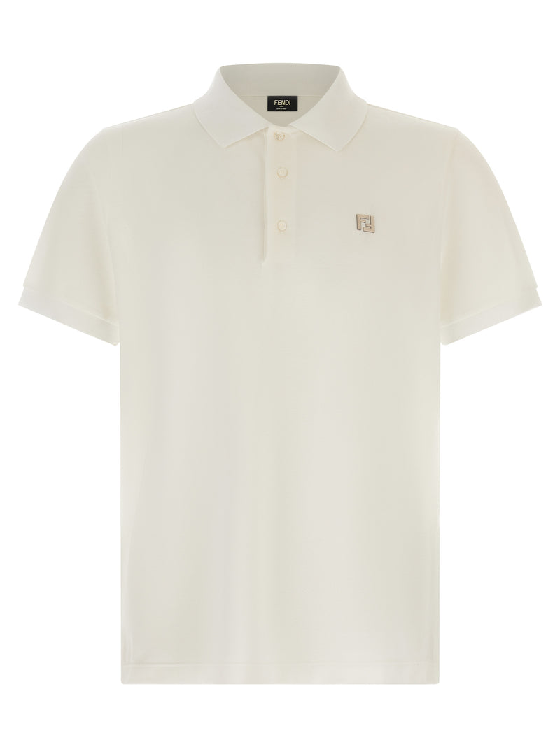 Fendi White Cotton Polo Shirt