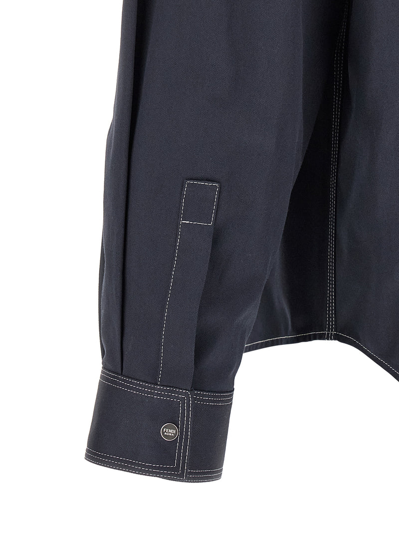 Fendi Blue Cotton Blouse