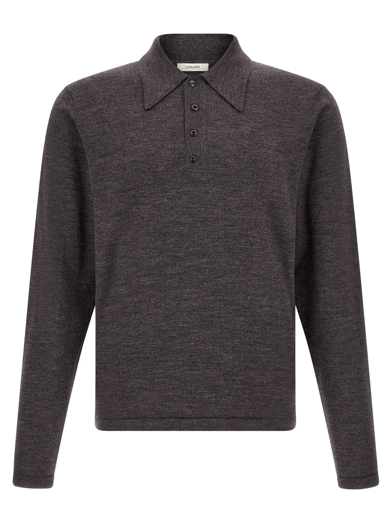 Lemaire Brown Wool Polo Shirt