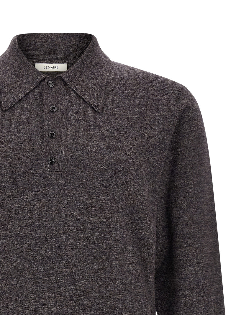 Lemaire Brown Wool Polo Shirt