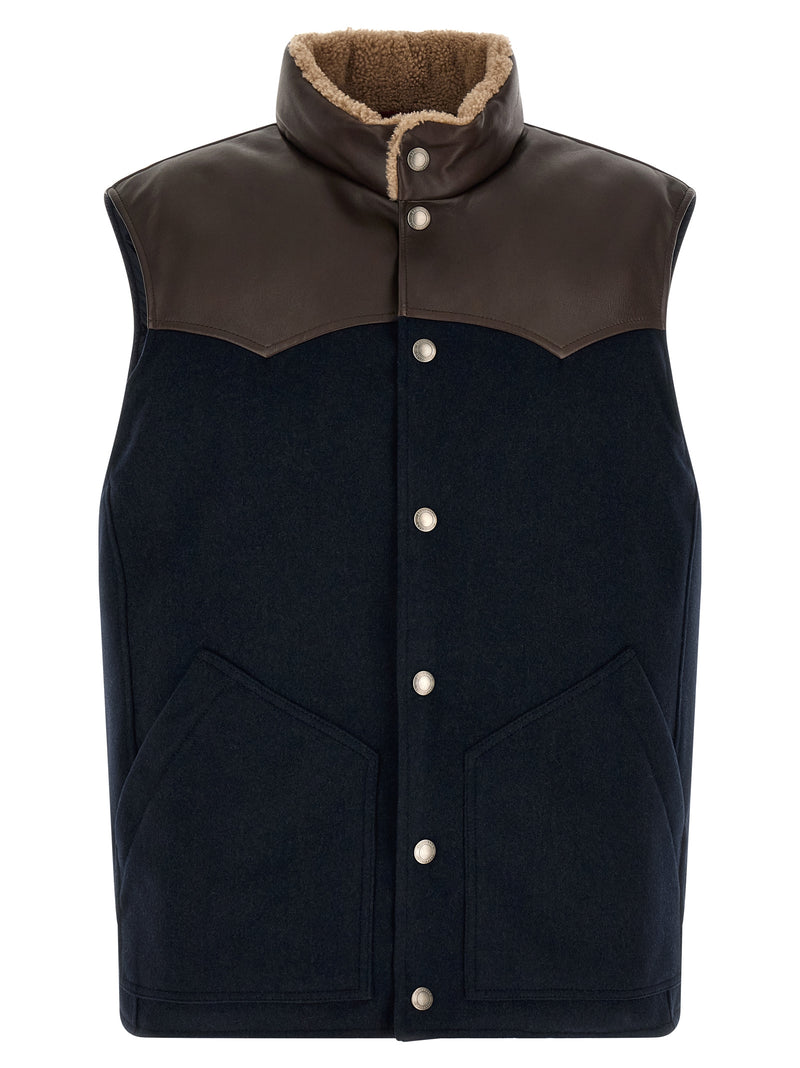 Brunello Cucinelli Blue Wool Sleeveless Jacket