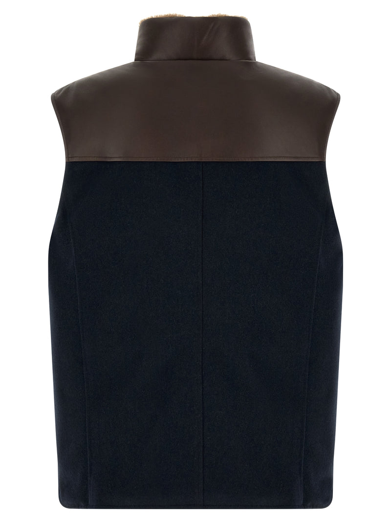 Brunello Cucinelli Blue Wool Sleeveless Jacket