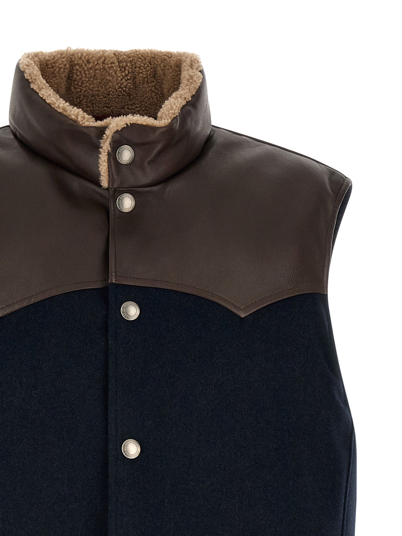 Brunello Cucinelli Blue Wool Sleeveless Jacket