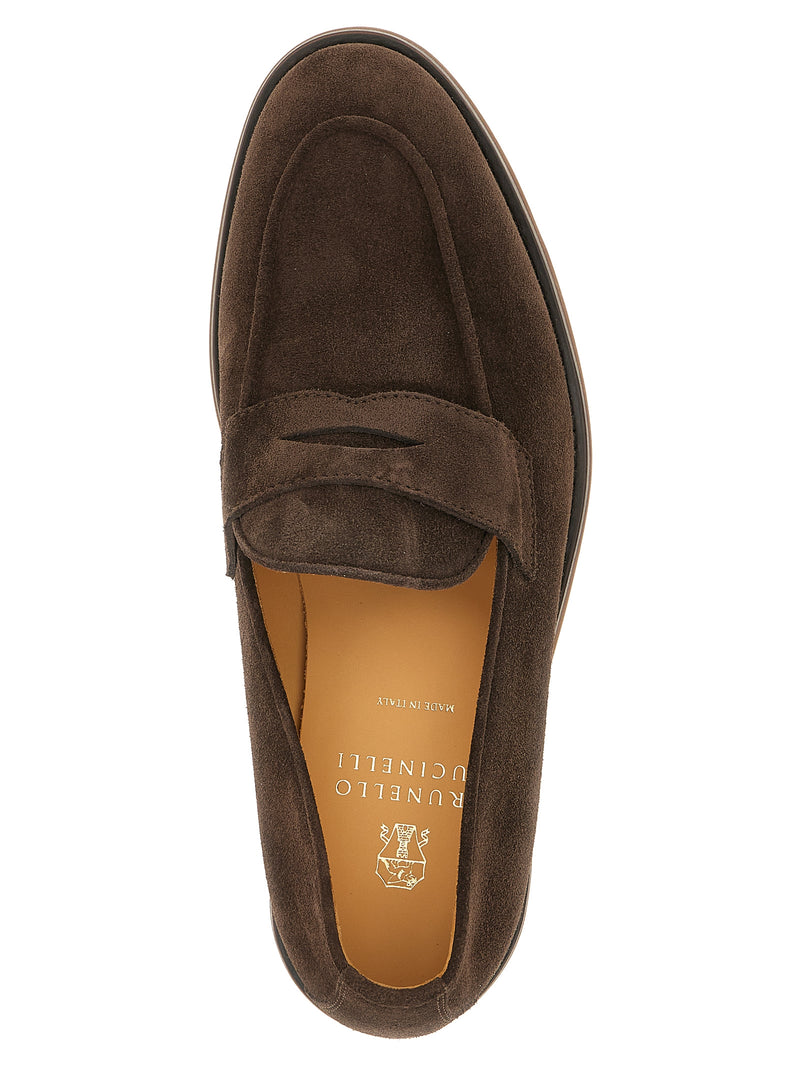 Brunello Cucinelli Brown Calfskin Slip-On Loafers