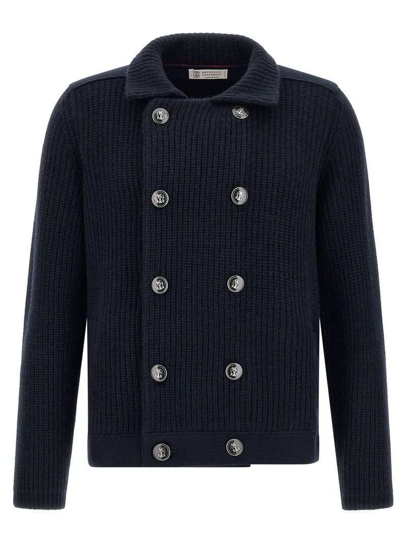 Brunello Cucinelli Blue Cashmere Cardigan
