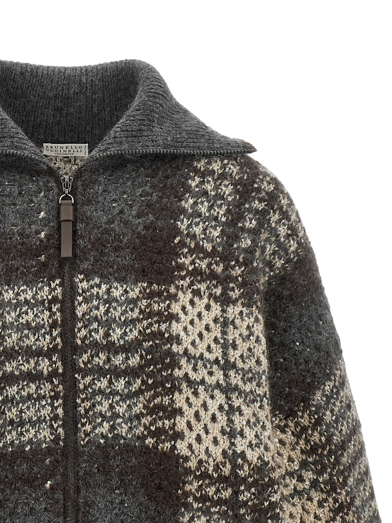 Brunello Cucinelli Gray Fabric Cardigan