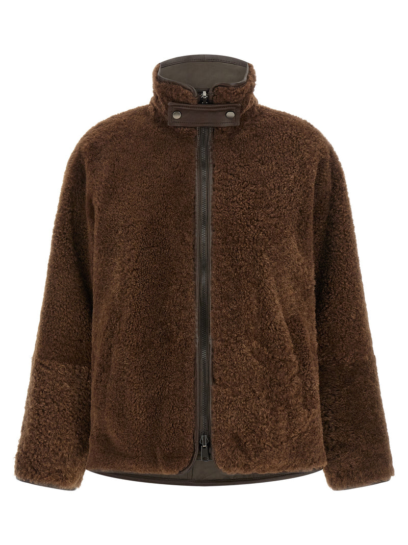 Brunello Cucinelli Brown Lamb Leather Biker Jacket