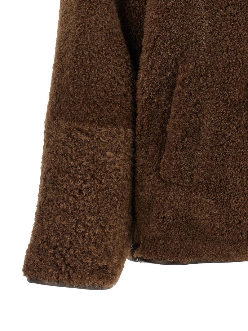 Brunello Cucinelli Brown Lamb Leather Biker Jacket