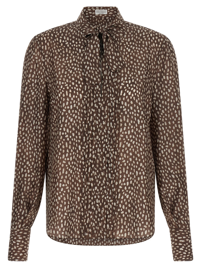 Brunello Cucinelli Brown Silk Blouse