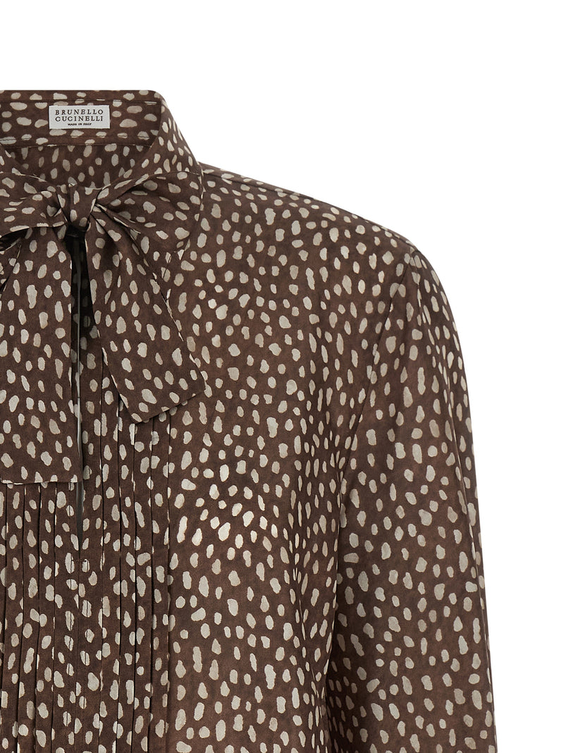 Brunello Cucinelli Brown Silk Blouse