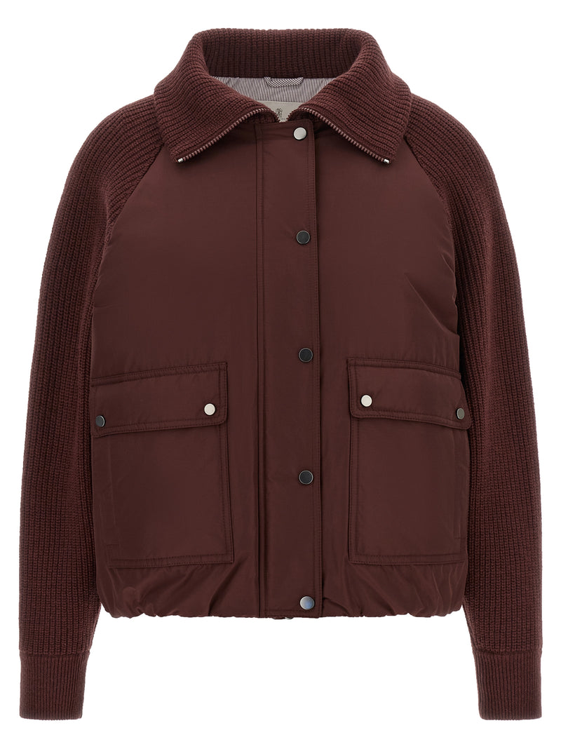 Brunello Cucinelli Bordeaux Cotton Bomber