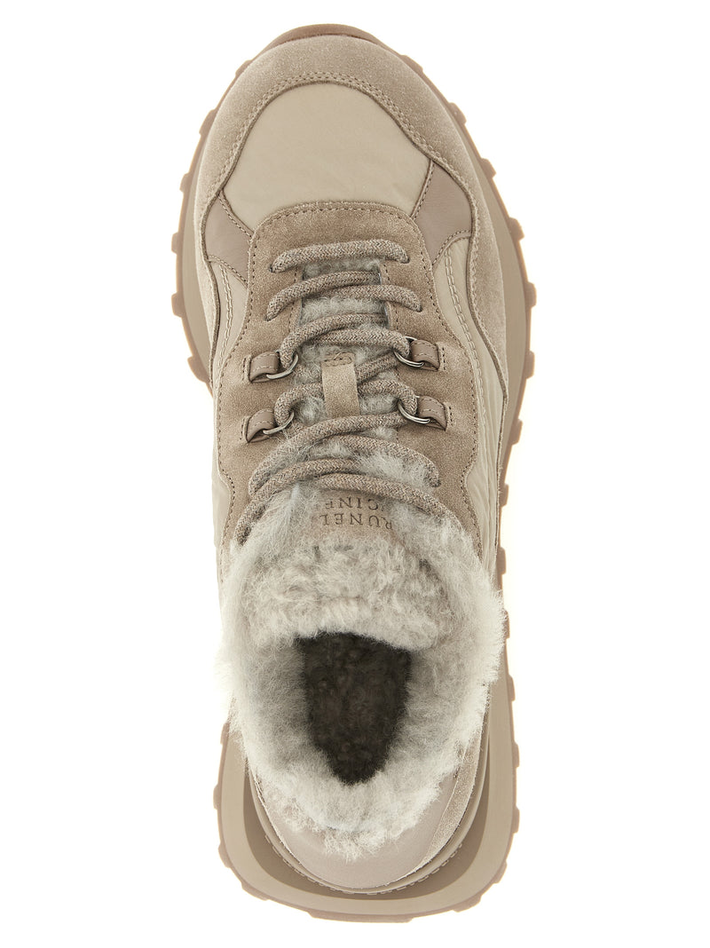 Brunello Cucinelli Beige Calfskin Athletic Sneakers