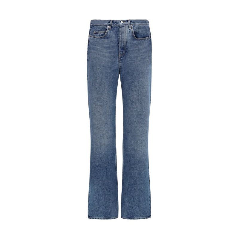 Off-White Blue Cotton Straight-Leg Jeans