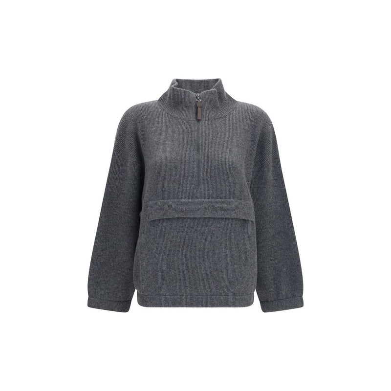 Brunello Cucinelli Gray Cashmere Sweatshirt